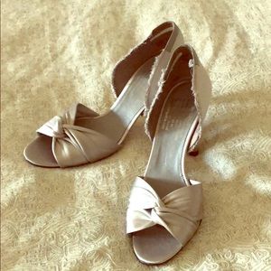 Pedro Garcia silver satin heels